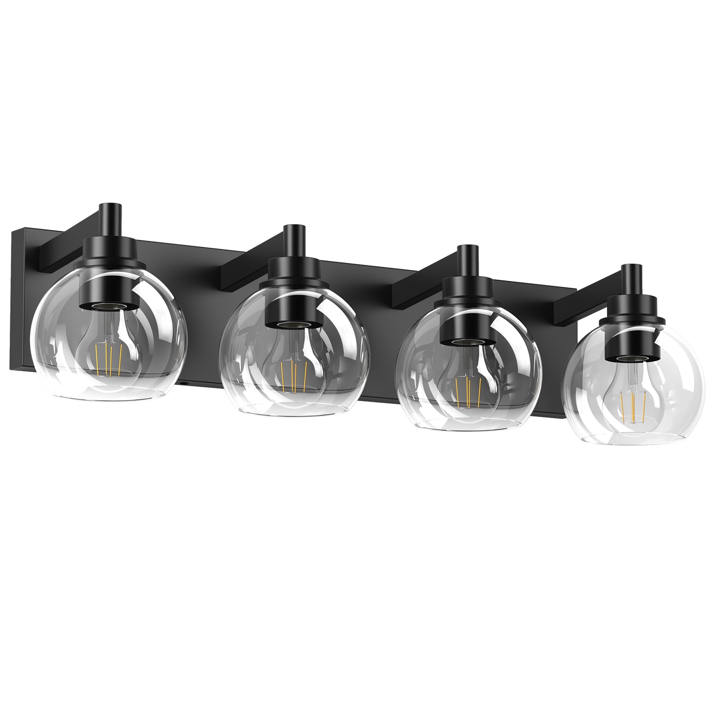 4-Light Matte Black Industrial Vanity Light with Globe Glass - view 9