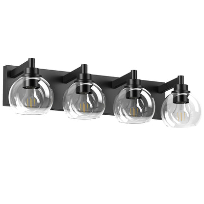 4-Light Matte Black Industrial Vanity Light with Globe Glass - view 9