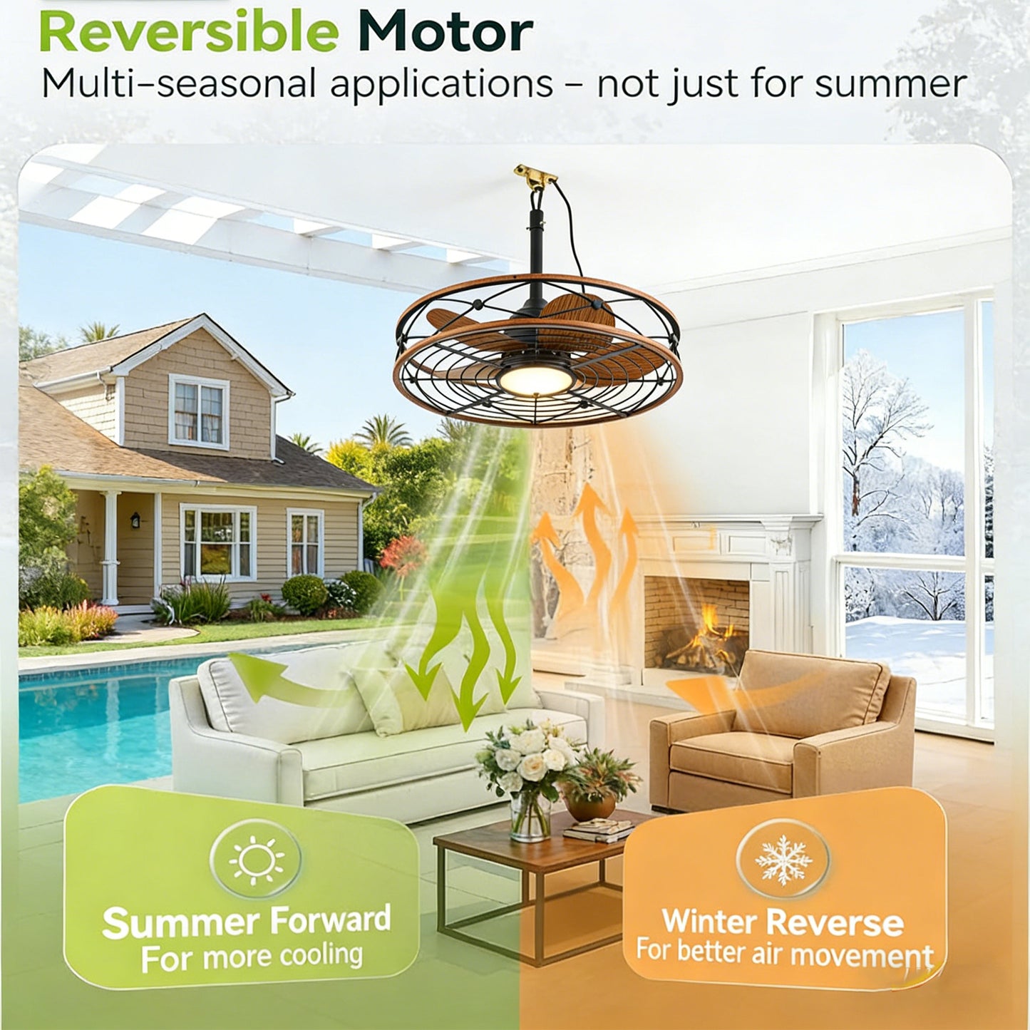 20" Matte Black Outdoor Ceiling Fan with Light and Remote - view 12