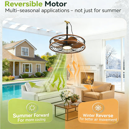 20" Matte Black Outdoor Ceiling Fan with Light and Remote - view 12
