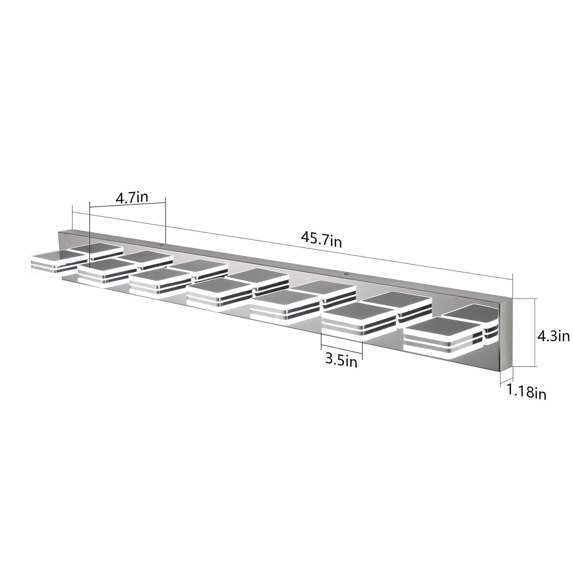 45" 7-Light Chrome LED Vanity Light with Acrylic Shades - view 13