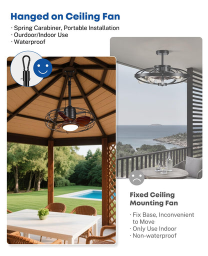 20" Caged Outdoor Ceiling Fan with Light and Remote